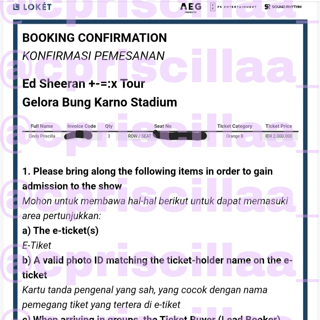 cpriscillaa_'s tweet photo. WTS Ed Sheeran Mathematics Tour Jakarta 2024

[JAUL RUGI] 3 tix Orange B, 2.3jt/tix NEGO (beli di 2.47)

BISA PAKE DATA SENDIRI!
CO 3 tix buat aku cowoku &amp; tmnku, aku sm cowoku gajadi, tmnku trnyata dpt tiket jg di jastip jd jual yg ini.

Minat DM.
~wtb wtt cat presale konser jkt https://t.co/Vb3oT6mcdc