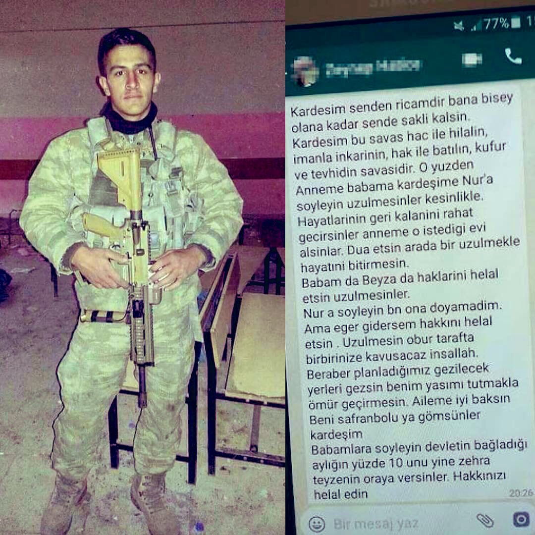 Bordo Bereli Şehit Astsubay Ömer Bilal Akpınar.. Fırat Kalkanı'nda yaralandı. Zeytin Dalı Harekâtı'nda şehadet şerbeti içmeden önce içine doğmuş vasiyet etmişti. Herkes unutsa da biz unutmayalım.