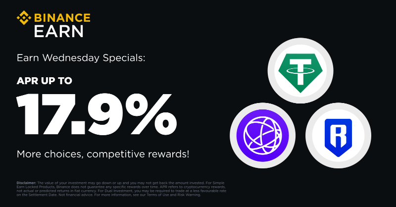 binance's tweet photo. It's Wednesday, and you know what that means.

New rewarding offers with #Binance Earn!

Explore now ⤵️