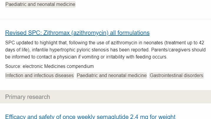 Tom Wyllie (@pharmer_tom) on Twitter photo This update about azithromycin in neonates highlights how important yellow card reporting is for off-label use of medicines.
Particularly given how many medicines we use that aren't licensed for neonates! <a href="/YCCWales/">YCC Wales / CCM Cymru</a> This update about azithromycin in neonates highlights how important yellow card reporting is for off-label use of medicines.
Particularly given how many medicines we use that aren't licensed for neonates! <a href="/YCCWales/">YCC Wales / CCM Cymru</a>