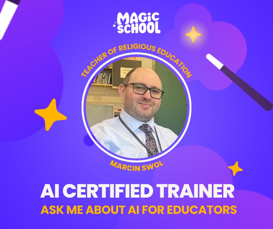 I'm proud to announce that I'm now a certified trainer at AI Magic School! 🎓
I can't wait to share my knowledge and skills with the next generation of AI wizards. 🧙‍♂️
⁦<a href="/magicschoolai/">MagicSchool AI 💜 🪄✨</a>⁩
⁦<a href="/Mrs_HteacherRE/">Mrs_Harcombe</a>⁩ ⁦@MrsHernonTweets⁩