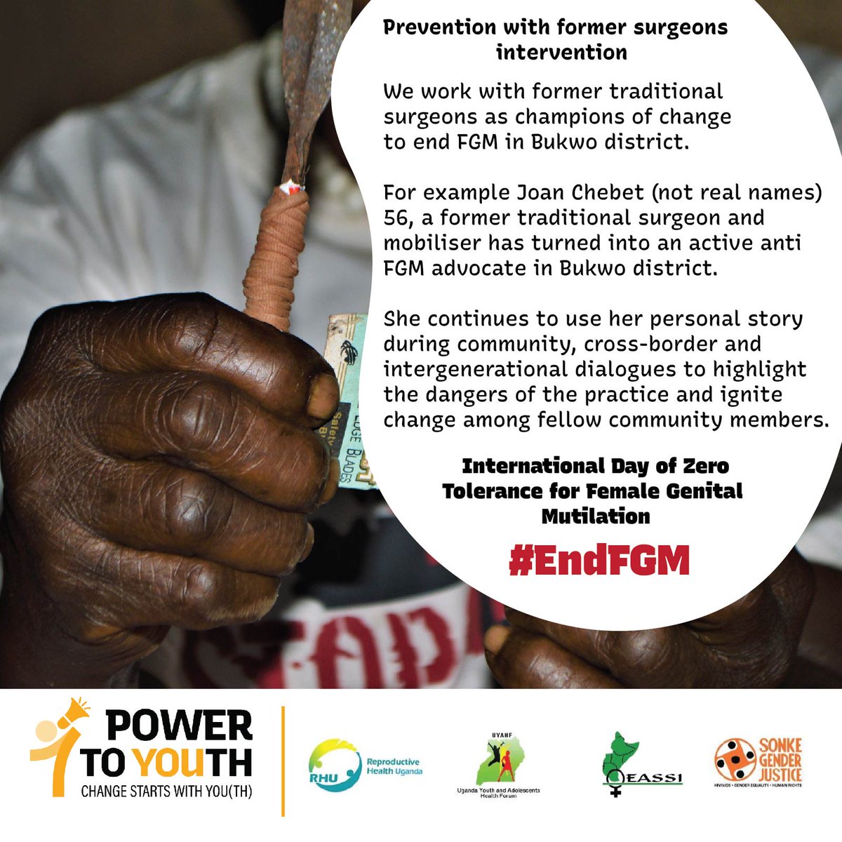 Educate communities on the human rights of women and girls, the health risks associated with female genital mutilation (FGM), and the importance of breaking the cycle for future generations.
#HerVoiceMatters #EndFGM