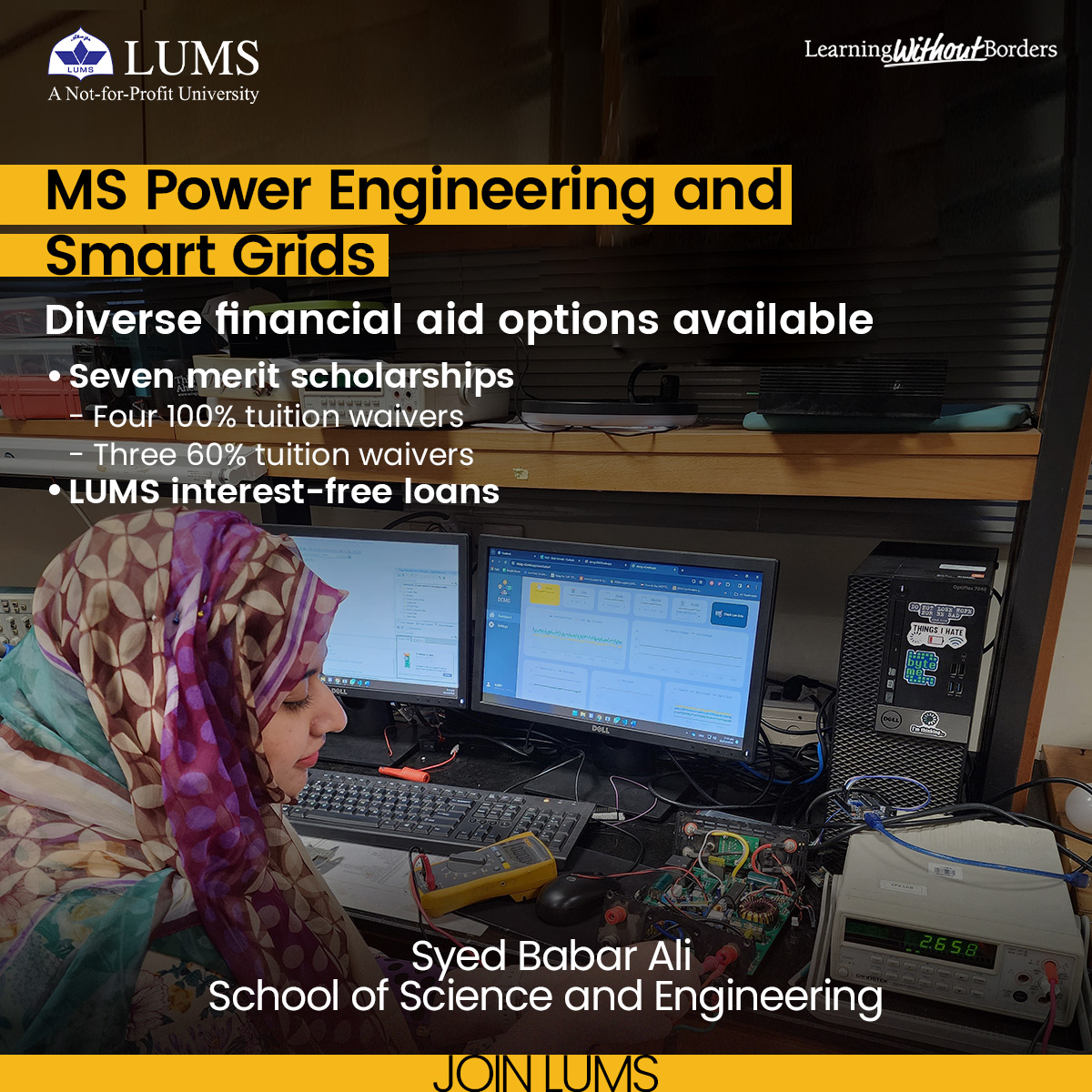 The MS Power Engineering and Smart Grids programme at @sbasselums offers financial assistance for talented students to join without financial concerns. Apply now to shape a sustainable energy landscape! bit.ly/41gZhNI #LearningWithoutBorders