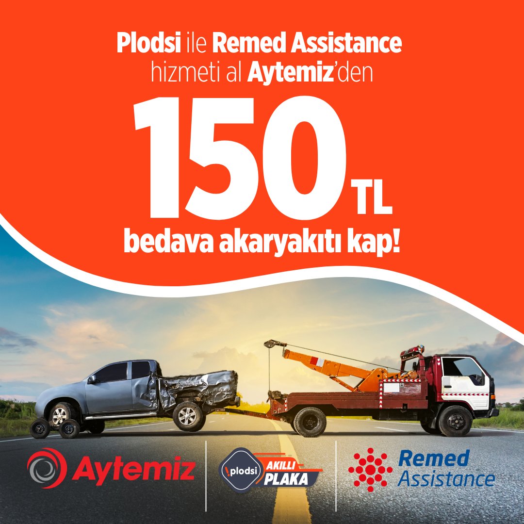 Remed Assistance Paketi’ni PLODSİ’den alana; Aytemiz’den 150TL değerinde akaryakıt hediye! 
HEMEN Plodsi Uygulaması’ndan “Assistance” ikonunu tuşla, hem aracını korumaya al hem de BEDAVA akaryakıtın keyfini sür! Detaylar için plodsi.com'u ziyaret edebilirsin.