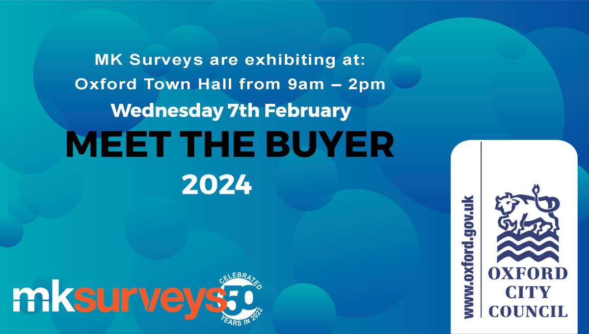 mksurveys's tweet image. Come and see us TODAY (Wednesday 7th Feb) at the Oxford City Council Meet the Buyer event - Oxford Town Hall 9am - 2pm.
Free tickets can be obtained from: eventbrite.co.uk/e/meet-the-buy…

mksurveys.com

#meetthebuyer #Oxford #surveying #geomatics