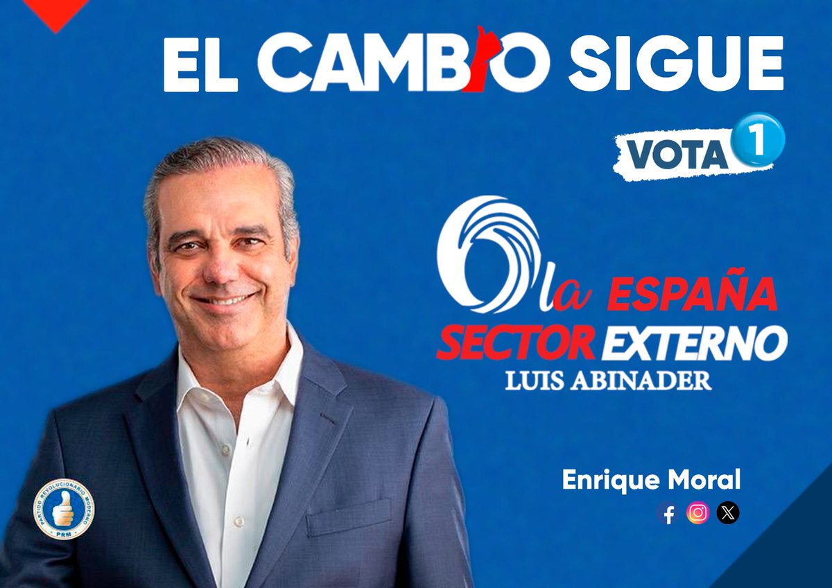 QuiqueConLUIS's tweet photo. #ElCambioSigue #VolveremosAGanar #Luis24 #SELuisAbinader https://t.co/WORBGIezfI