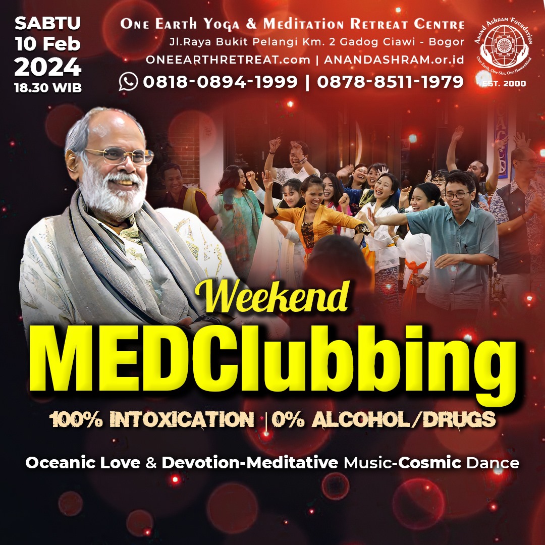 AnandAshram's tweet photo. Lampaui #Logika Kembangkan #Rasa untuk bertemu Sang #KekasihAgung
#Weekend #MEDClubbing bersama #SangMaster & Para #Sahabat #AnandAshram
☎️ 0818-0894-1999
#Intoxication #Devotion #Bhakti #Kirtan #Bhajan #MeditativeMusic #CosmicDance #SoulHealing #BeyondMindfulness https://t.co/FYZTtsqvuH