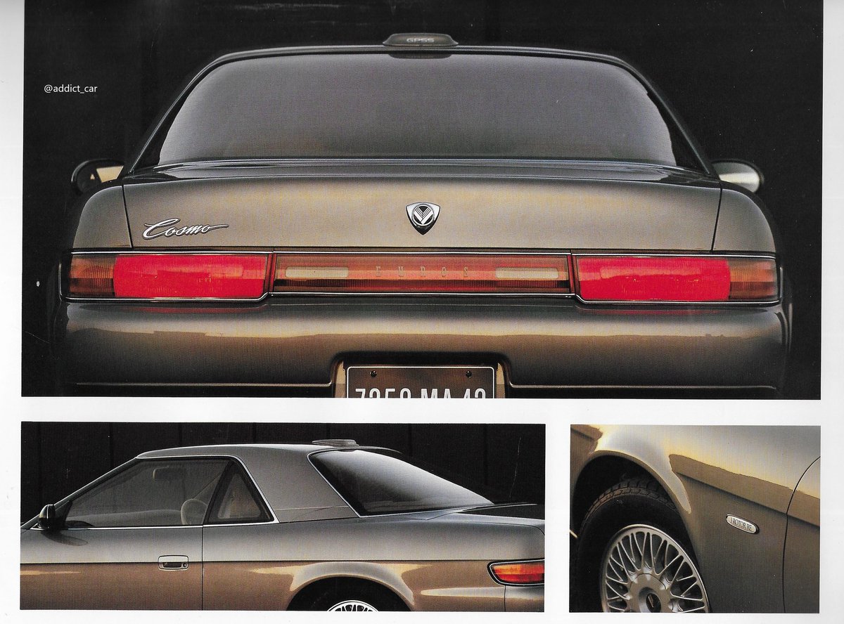 addict_car's tweet image. The final Mazda Cosmo, launched in 1990, was the company&apos;s rotary-engined flagship. Sold under the Eunos marque, it was only offered in Japan. A luxury coupé, its two power units included a mighty triple-rotor twin turbo engine, unique to the model. #carbrochure #Eunos