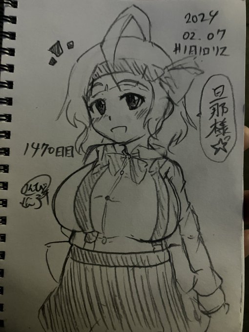 #1日1ロリス
 1470日目。
目線と肩を平行ではない感じに描いてみだけどなんか難しい?? 