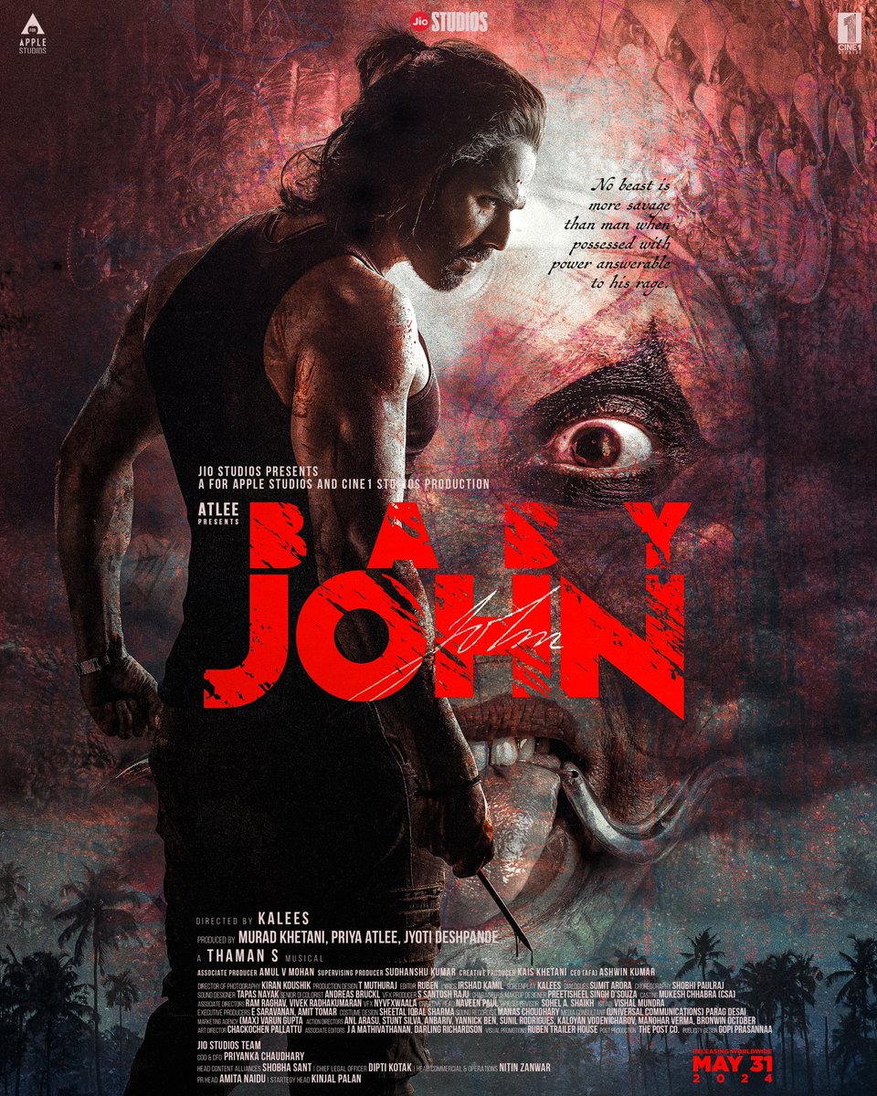 Gear up for #VarunDhawan's powerful entry into the world of action with #BabyJohn Atlee and director Kalees are here to unleash Varun's mass-pleasing avatar like never before in his first Action Entertainer. Produced by @jiostudios @Cine1Studios @aforapple_offcl