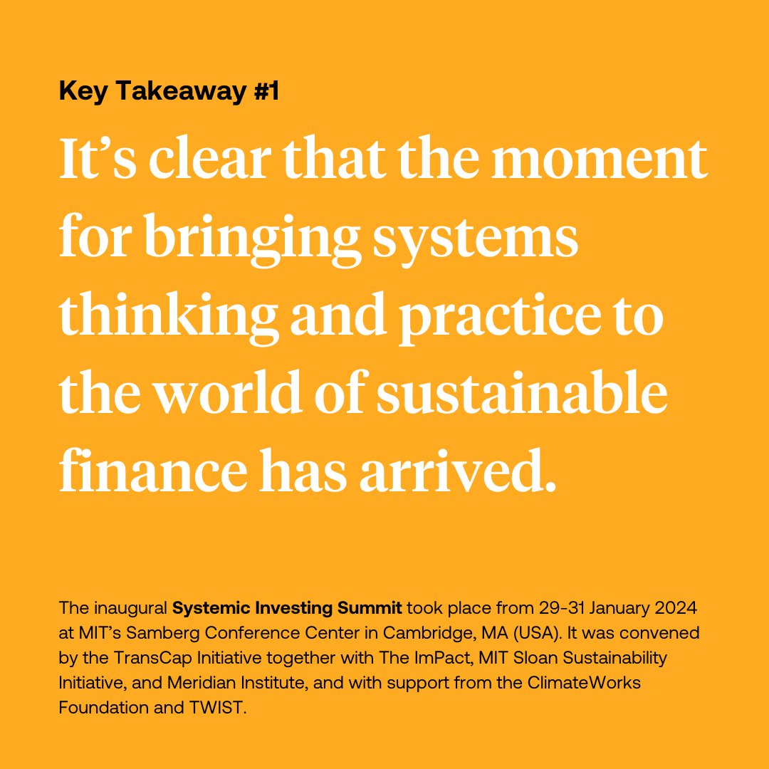 The inaugural Systemic Investing Summit is a wrap! And the 152 people in attendance made it clear that the moment for bringing systems thinking and practice to the world of sustainable finance has arrived.

#systemicinvesting