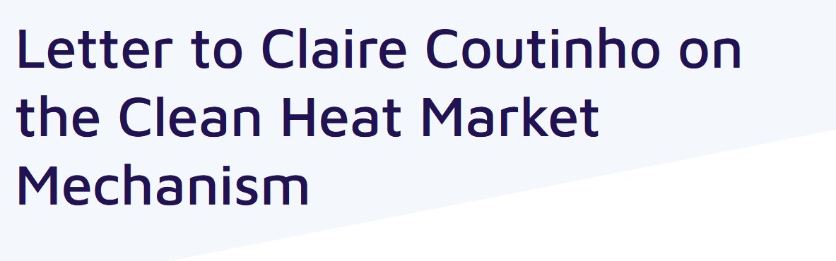 NEW: Industry leaders have written to @ClaireCoutinho encouraging the gov to keep the clean heat market mechanism, after reports it might be scrapped following 'price gouging' allegations @GoodEnergy @OVOEnergy @Daikinuk @HeatPumpAssoc electrifyheat.uk/letter/letter-…