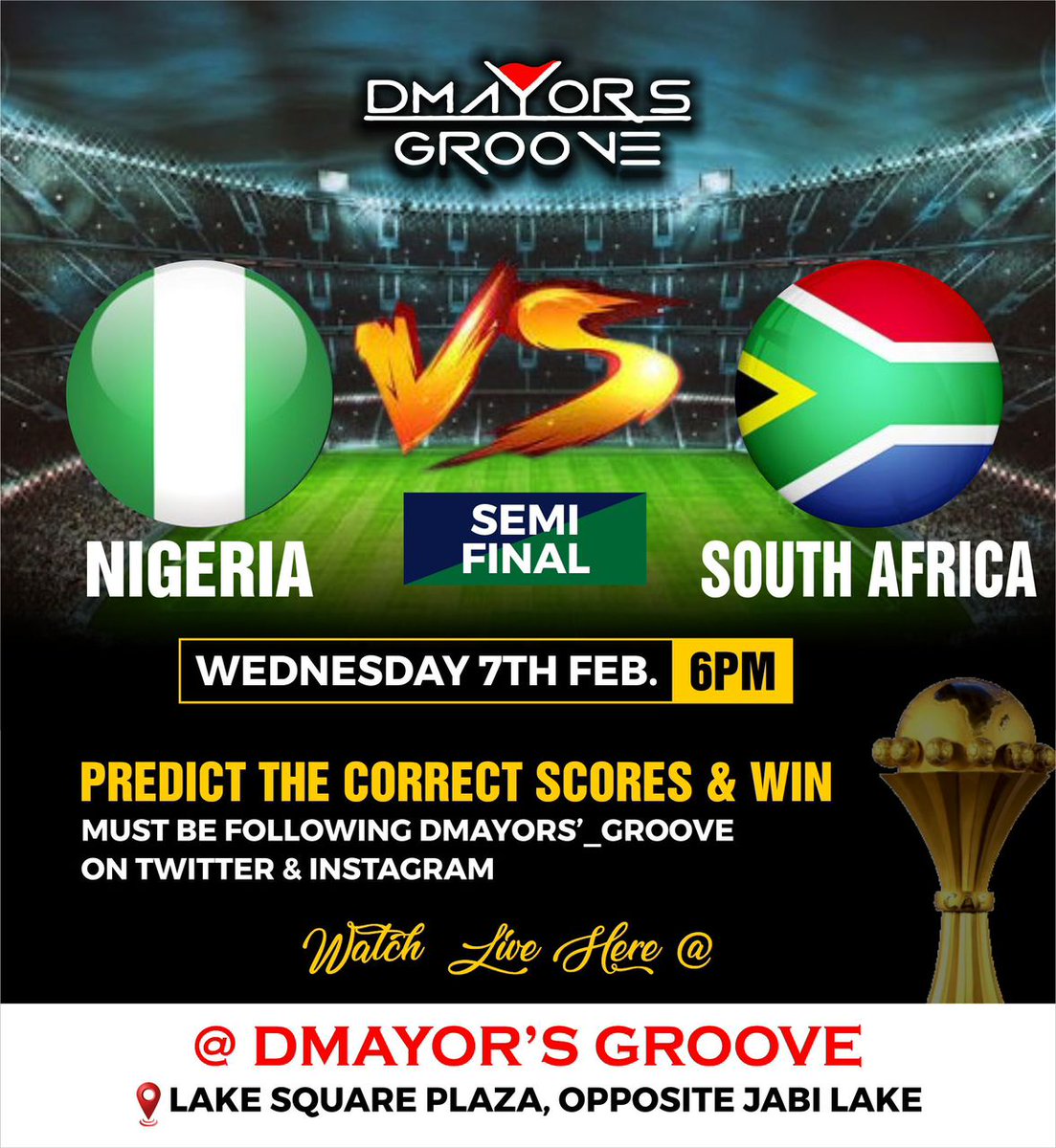 Ekitipikin's tweet photo. Today na today at D MAYOR'S GROOVE 

Let's watch the match together and straight to the party ..

Dancers 
St*******rs
🥁 
Live band

And many more.. at D MAYOR'S GROOVE today ..

Location 📍 THE LAKE SQUARE PLAZA ( jabi, Abuja ) https://t.co/j2TK2kPW8B