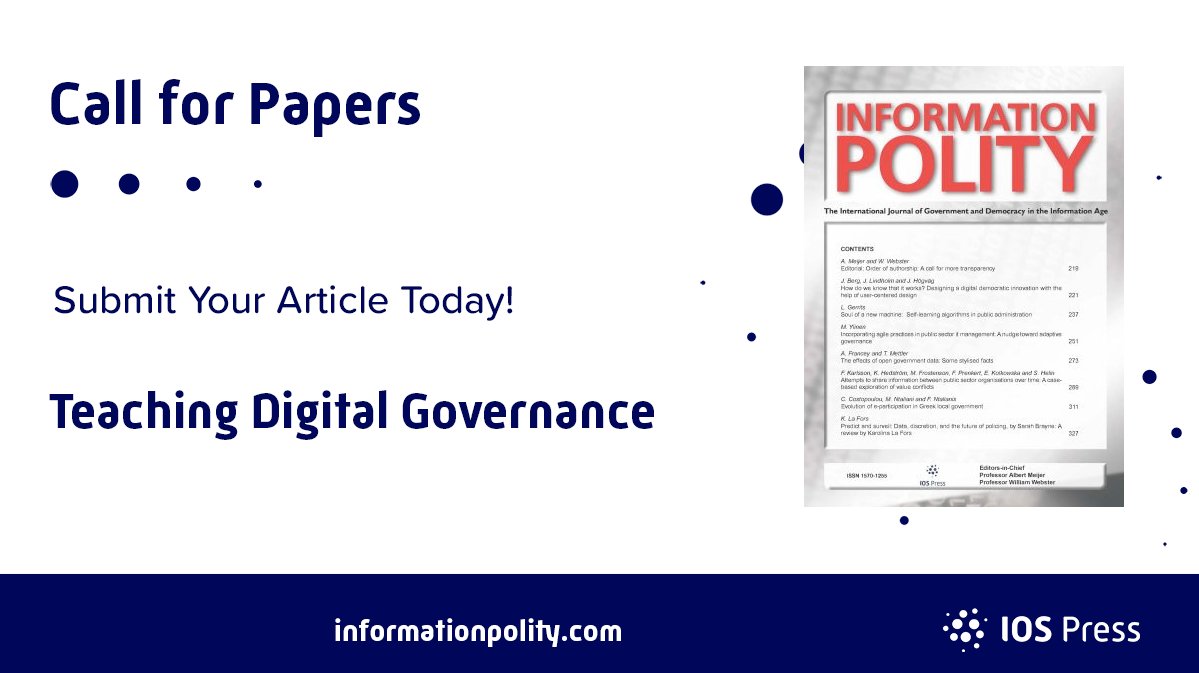 InformationPol2's tweet photo. What do #digitalization and #datafication of #society and governmental organizations require of public officials and citizens? 

@InformationPol2 issues a call for papers on questions related to this topic. 

Looking to submit your paper? Please see https://t.co/6iB3FNYs0Z. https://t.co/BiVGZj5d9e