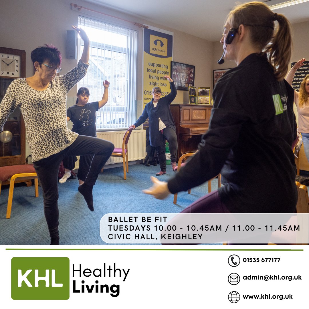 Did you know today is #nationalballetday? Our ballet-themed fitness classes are one of our most popular!🩰 Join us on Tuesday mornings at Keighley Civic Hall - call 01535 677177 or email admin@khl.org.uk to book