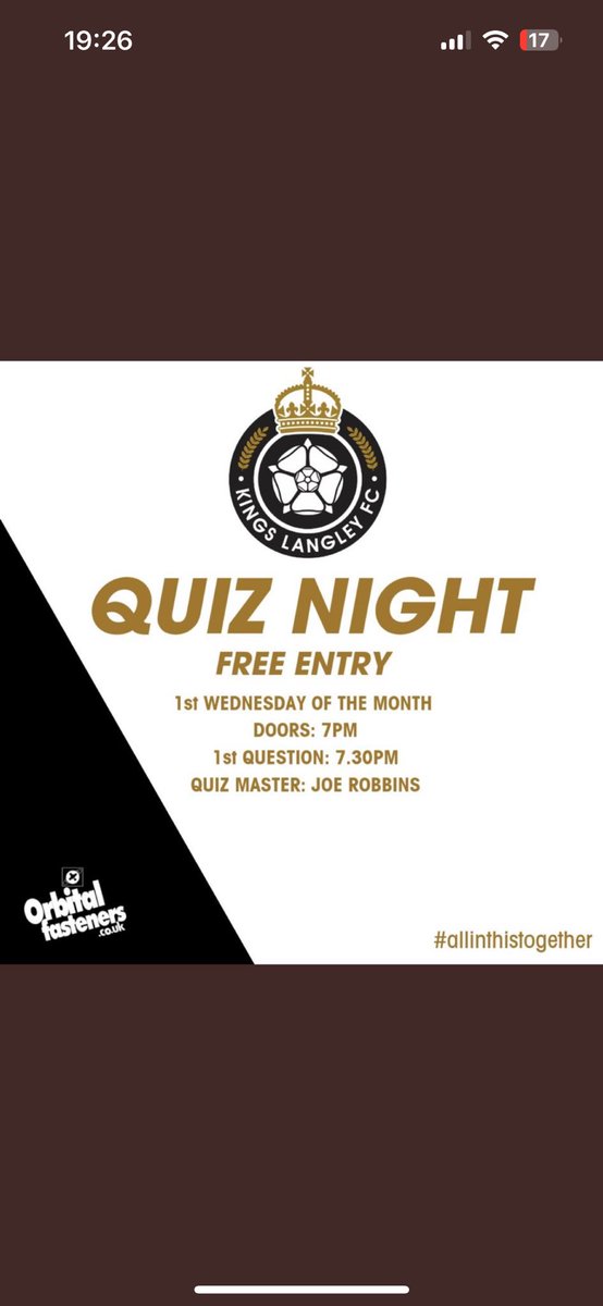 It’s back…. The @KLFCofficial Quiz returns today after the Dry January break. Lots of great football questions & a fun additional two round ‘Non-football’ quiz for a small prize!. FREE Entry. Come and have some fun. 🏁⚽️🤔. @JoeRobbins_15 @DeckchairPete @JPProFootball