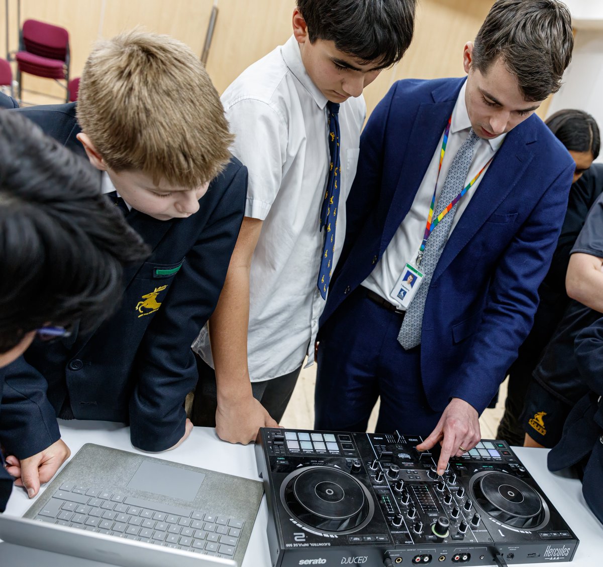 COLFESmusic's tweet photo. We are now offering the chance to learn how to be a DJ. We had a taster session with our amazing head of music, Mr Newberry, to learn the basics before we launch the DJ club after half term. If you want to join us please email the office or drop into the music department. #Colfes https://t.co/g7PVKxAGne