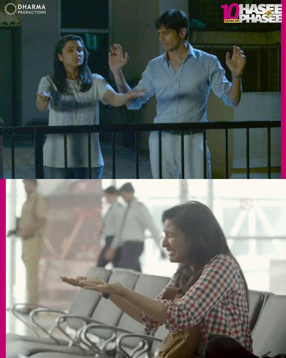 DharmaMovies's tweet image. Break-up to heartbreak!💔

#10YearsOfHaseeTohPhasee #HaseeTohPhasee 
@SidMalhotra @ParineetiChopra