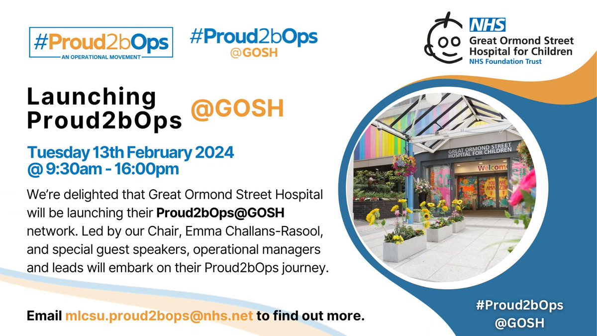 Just under one week until we launch Proud2bOps across @GreatOrmondSt. We cannot wait to start the operational movement with operational managers. See you all on Tuesday 13th February! 🚀