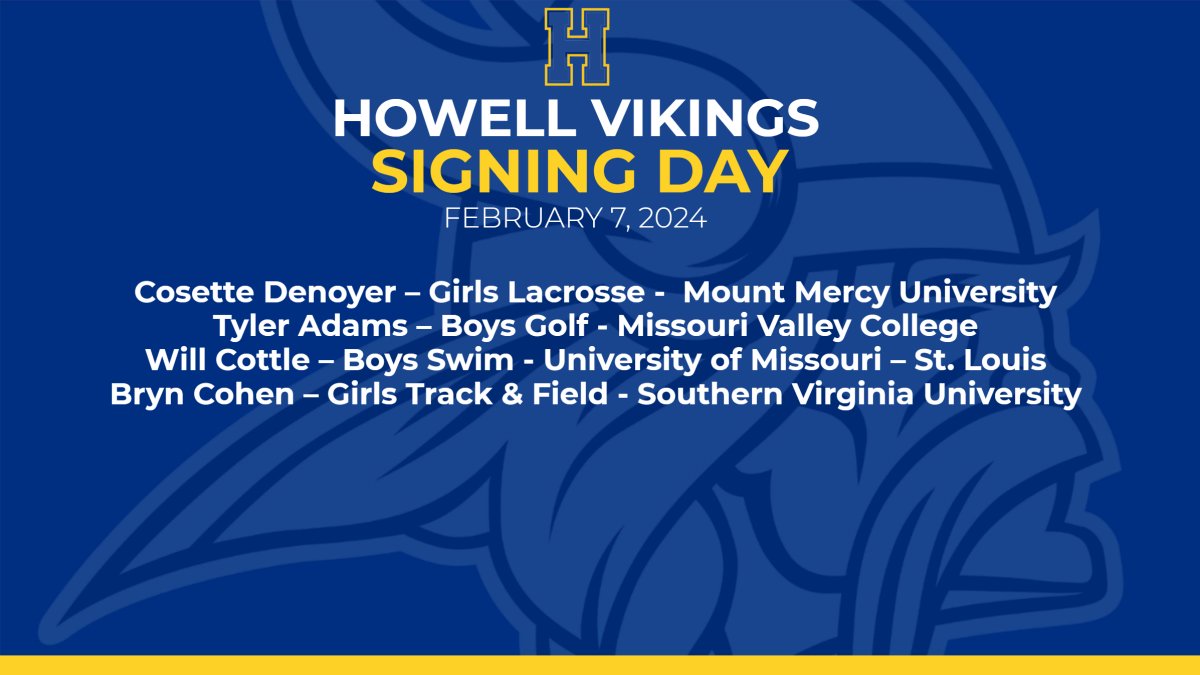 FHVikings's tweet photo. Congratulations to the following seniors that signed this morning! The Class of 2024 now has 31 Vikings that will further their education and sport at the college level! #HowellSigned #unmatcHed https://t.co/7dFaoiAgfJ
