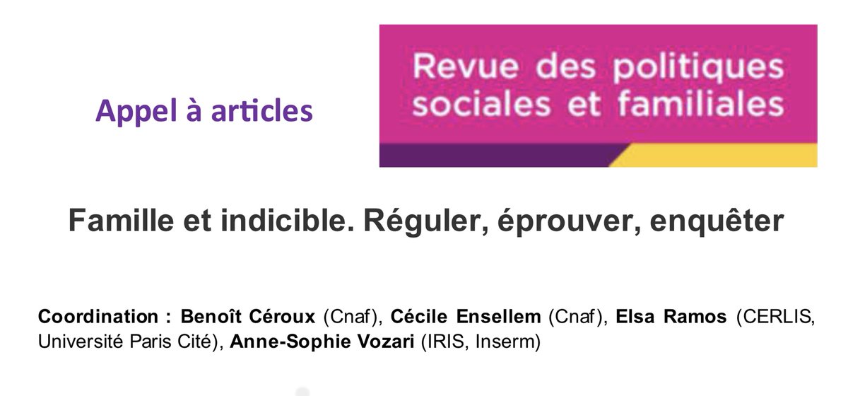 Cécile Van de Velde (@cecile_vdv) on Twitter photo Un très bel appel à articles sur la question des silences dans la famille : 
caf.fr/sites/default/… Un très bel appel à articles sur la question des silences dans la famille : 
caf.fr/sites/default/…