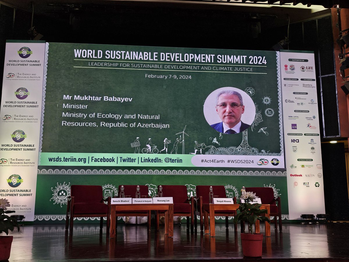 H.E. Mr. Mukhtar Babayev, Minister of Ecology and Natural Resources of Azerbaijan and @COP29_AZ President-designate, addressed #WSDS2024 organized by @teriin in New Delhi.