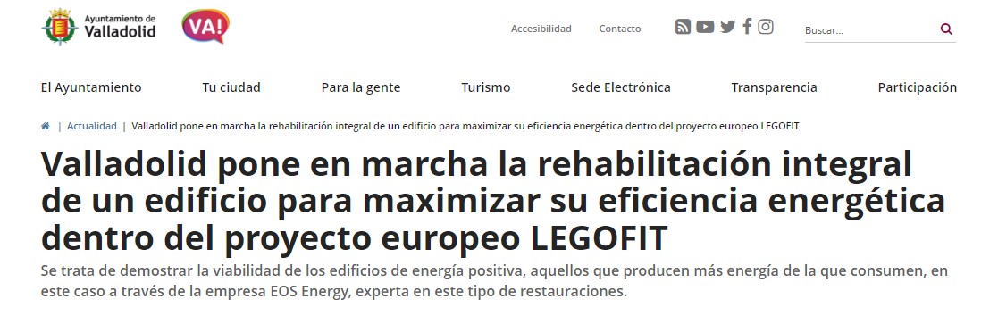 🟢 @EOSenergyES presenta su #obra de #rehabilitaciónintegral energética para el proyecto europeo #LEGOFIT.

Noticia completa aquí:

📎 @AyuntamientoVLL : valladolid.es/es/actualidad/…

📎 @ideva_agencia: ideva.es/noticias/proye…