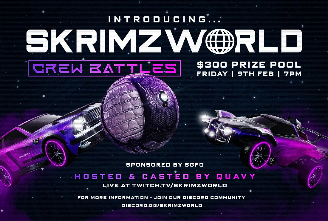📢The stage is set &amp; the crews locked in!  

They aren't new to SW.. 👀 and need no introduction. The boys are back to battle it out as our 1st contenders in SKRIMZWORLD's Crew Battles 🤜💥🤛

Reborn Titans @frenchieoce <a href="/Corruptunivers/">Corrupt</a> <a href="/Cynical54/">Cynical</a> vs The Pups @Rellec__ <a href="/212thRL/">Ben</a>