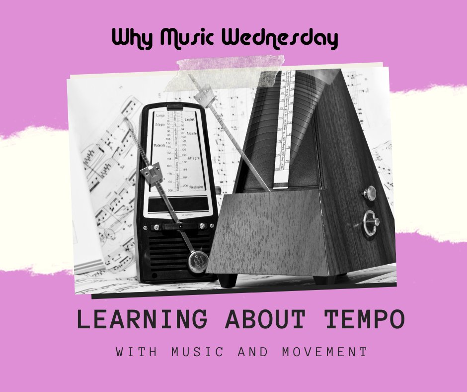 It's WHY MUSIC WEDNESDAY! 🧐🎵
 By playing around with the tempo of a song - singing it moderately, then faster, then slower, for example - we are encouraging our children to develop their listening and attention skills, as well as supporting brain development as we repeat!