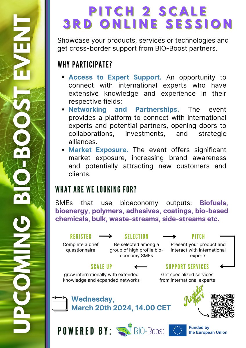 📢 INVITATION to SMEs working in: ➡Biofuels & bioenergy, ➡Polymers & Bio-based chemicals, ➡Adhesives and Coatings, ➡Bulk, ➡Waste-streams & Side-streams You will be invited if you complete this survey: forms.office.com/pages/response… Follow @ProjectBioboost and boost with us!
