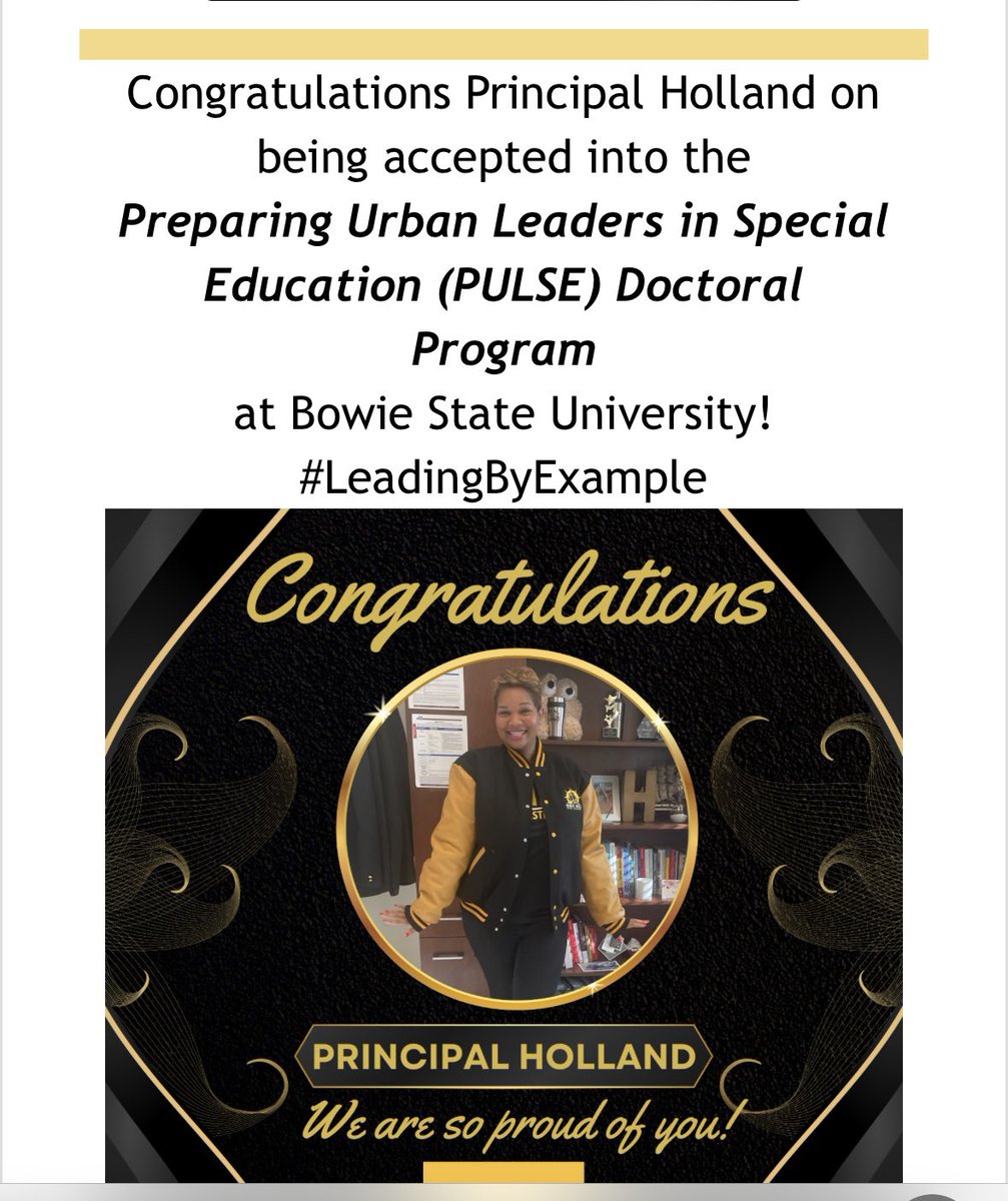 Congratulations to our very own Principal Holland!! #LeadingByExample!!