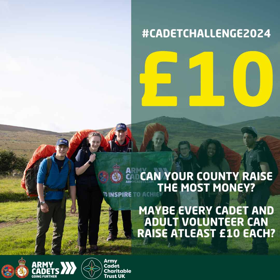 Here's your chance at giving back to our very own Army Cadets Charity, @acctukofficial ! 👆 Can you raise £10 as an individual or group? Think you can do it, you've got until the end of 2024! bit.ly/4btsuLG 💰 #armycadetsuk #acctuk #cadetchallenge2024
