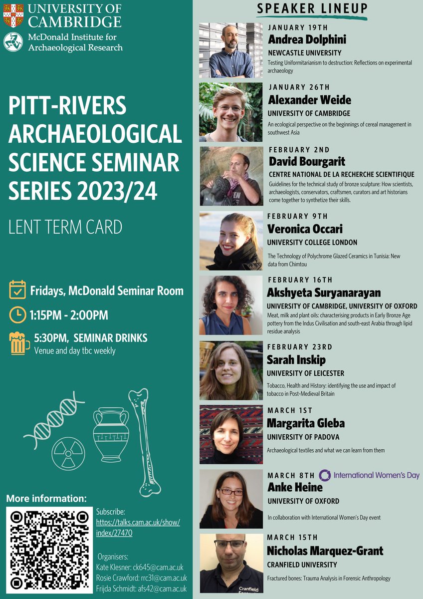 UCamArchaeology's tweet photo. Join us for this week’s Pitt-Rivers Archaeological Science seminar on The Technology of Polychrome Glazed Ceramics in Tunisia, by Veronica Occari @UCLarchaeology #archsci #ceramicanalysis #africanarchaeology 

📅 9/2/24 
⏰1:15pm 
More info &amp; zoom➡️ https://t.co/lwTC7IcGDU https://t.co/I5Hx0HBRdG