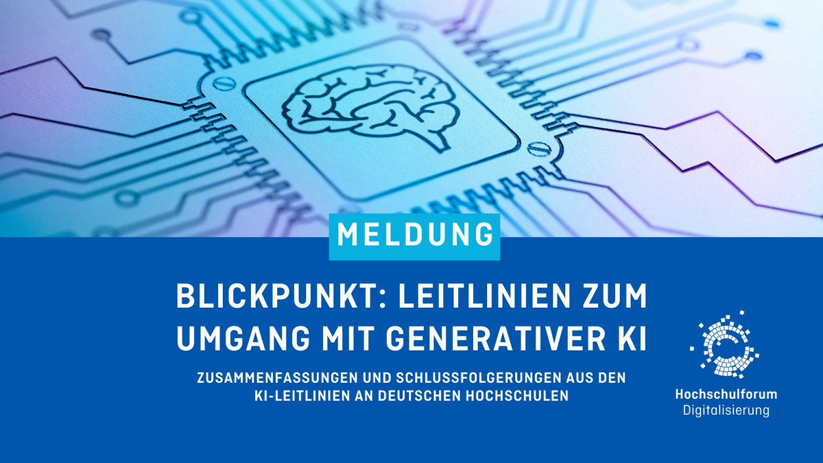 🔎🤖 Der Einsatz von Generativer KI in an deutschen Hochschulen ist ein umstrittenes Thema. Daraus resultiert eine Vielzahl von unterschiedlichen KI-Leitlinien. Im neuen HFD-Blickpunkt von Jens Tobor werden diese unter die Lupe genommen. #DigitalTurn hochschulforumdigitalisierung.de/news/blickpunk…