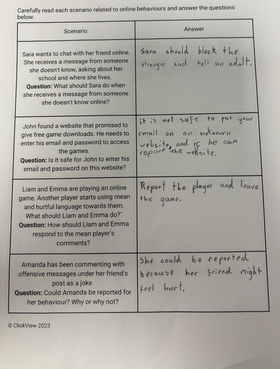 BankheadPrimary's tweet photo. 🛜Room 11 worked with a partner to discuss different scenarios and online behaviours for Internet Safety Day🛜 #BankheadWillSOAR #SID2024 #SLCDigitalLearning #ItsSLC https://t.co/4RpfxNpl0S