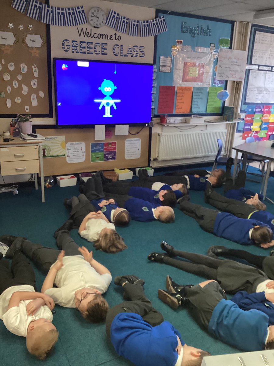 BPSYearTwo's tweet image. Greece Class are doing the body scanner exercise. They are having a mindful moment for #childrensmentalhealthweek