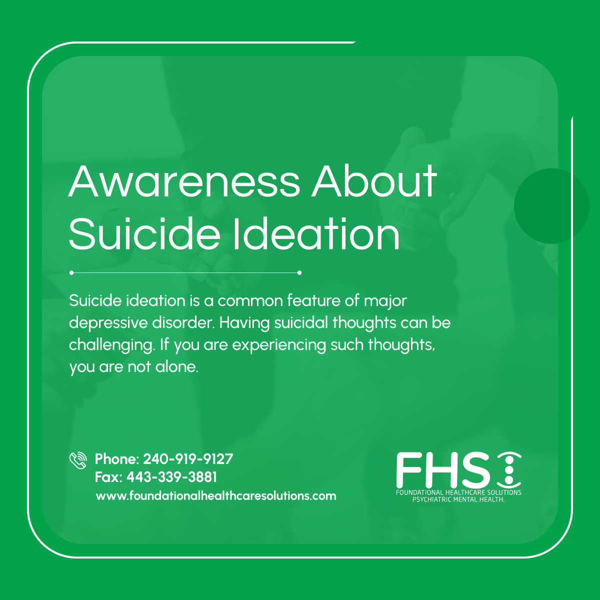 foundationalhcs's tweet image. We must talk about suicide ideation in various mental health problems. It is essential to address suicide ideation so we can be more empathetic to those who need help. 

#WashingtonDC #SuicidePrevention #PsychotherapyServices #SuicideIdeation