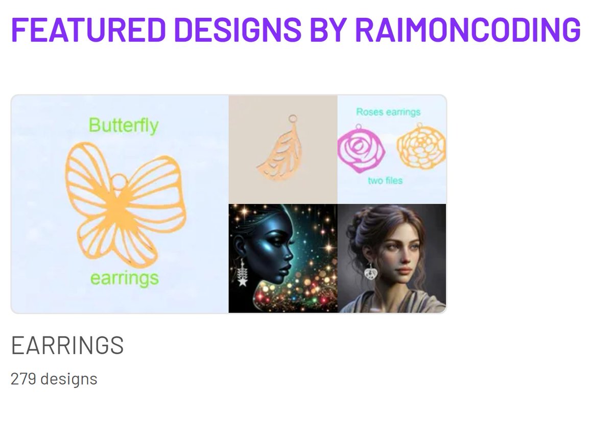 raimonvibe's tweet image. 🎉Ready to accessorize? 📷 Over 200 FREE 3D earring models are waiting for you at cults3d.com/en/design-coll…. 📷📷Don&apos;t miss this treasure trove of digital bling! 📷 #3DEarrings #FreeModels #FashionStatement 💕💫