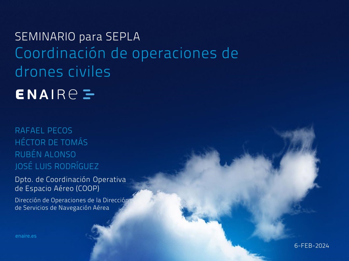 ENAIRE's tweet photo. 🗣️Ayer impartimos un #seminario en la sede @sepla_pilotos sobre coordinación #EAROs, operaciones #UAS y las aplicaciones de @ENAIRE:
#ENAIREPlanea, #Insignia, #ENAIREDrones, e #ICARO.

💙Agradecemos a #SEPLA por esta iniciativa. ¡Nos vemos pronto en ACC y Torre de #Madrid!

#COOP https://t.co/z03OqfS0F6