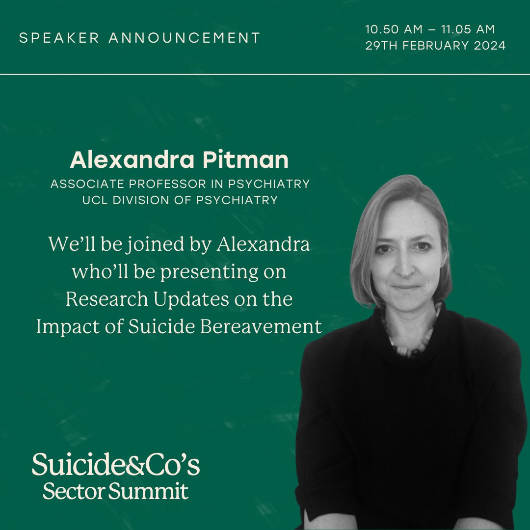 Interested in hearing about the latest research in our sector? @DrAPitman will be joining as a keynote speaker, giving an overview of current research findings on suicide bereavement, at our Sector Summit on the 29th of February. Get your tickets here: eventbrite.co.uk/e/suicidecos-s…
