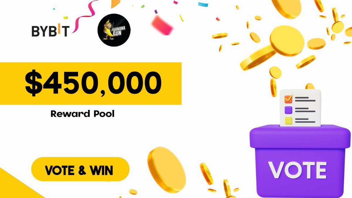 🚀 Vote for $BANANA and Dive into a $450k Reward Pool 🗳️ Calling all users (New + Existing) to cast their votes for $BANANA and stand a chance to win big in the $450k reward pool! 💰 🖇️ Vote Now: only vote for BANANA : bybit.com/en/trade/spot 🔍 How to Participate: 1. 🔒…