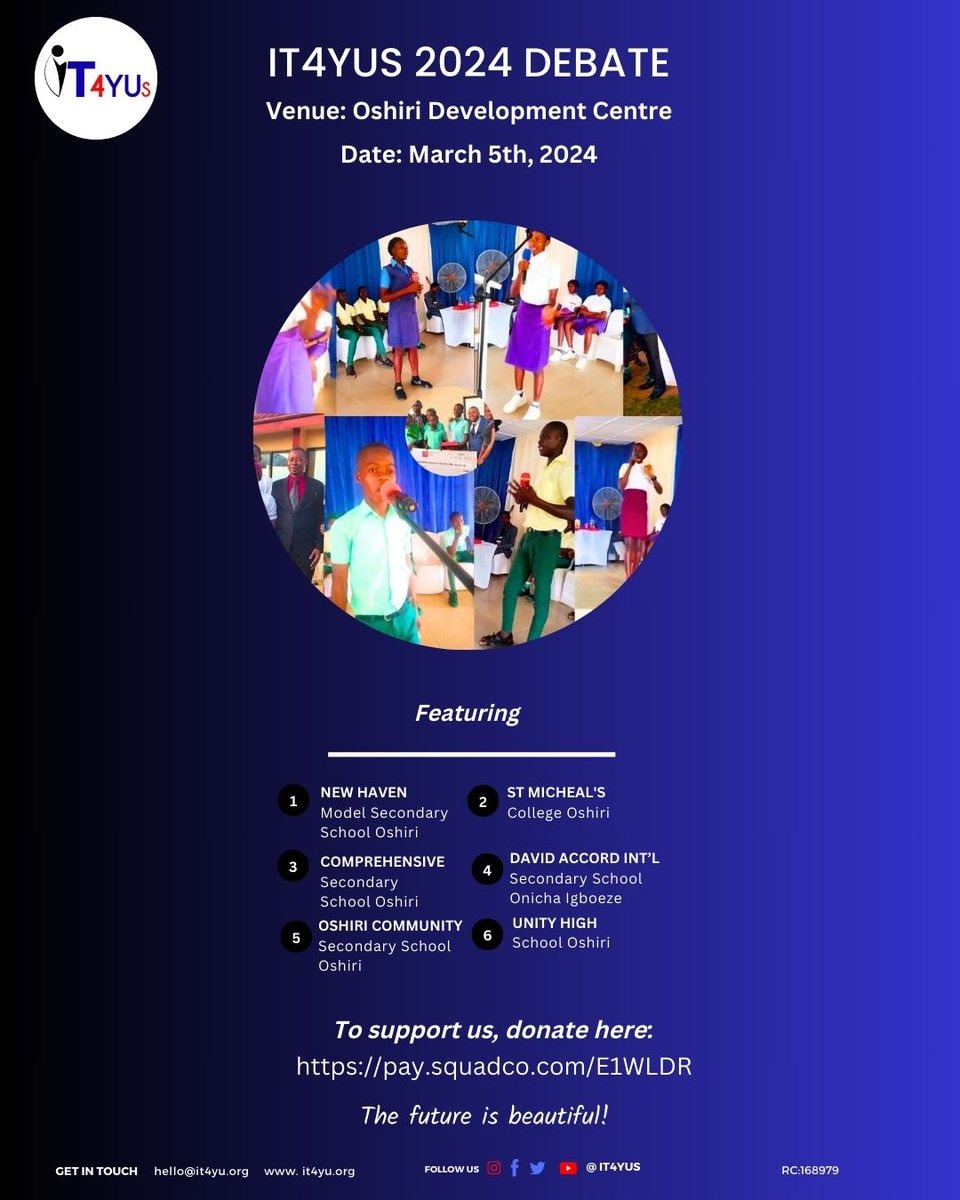 IT4YUS's tweet photo. Be part of our 2024 #it #debate where critical thinking meets #digital #literacy!
Support us - https://t.co/B0ERAmkNpd
#skills #oshiri #technology #youth #liftedfuture #human #TransformingLives #seedthechange #africa https://t.co/HvvYXsCt5q