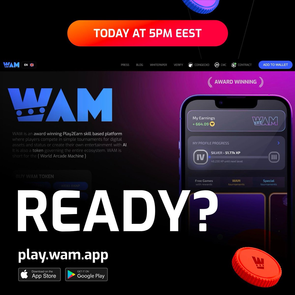 playWAM's tweet photo. 🚀 Big news incoming! Today, we're launching an exciting update that makes our project vision clearer than ever! Get ready because $WAM is about to become even more accessible! 🌟 #wam #update #crypto #gaming #NFTs #blockchaingaming https://t.co/YxNLEJZ5Ot