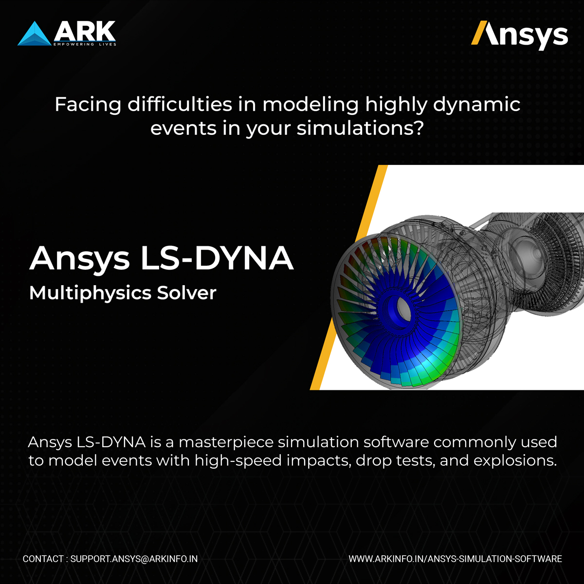 arkinfosolution's tweet image. Unleash the power of realistic modeling for complex engineering simulations challenges with Ansys LS-DYNA! From crash tests to manufacturing processes, LS-DYNA sets the standard.
Know more at arkinfo.in/ansys-simulati…
#SimulationTechnology #EngineeringSimulations #DynamicModeling