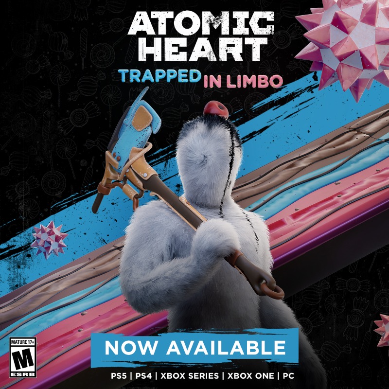 Focus_entmt's tweet photo. Embark on a new adventure in #AtomicHeart's with the new Trapped in Limbo DLC! Get ready to slide, climb and run in a twisted amazing colorful world!  💥 Now available on PS5, PS4, Xbox Series X|S, Xbox One, PC and in the Atomic Pass DLCs