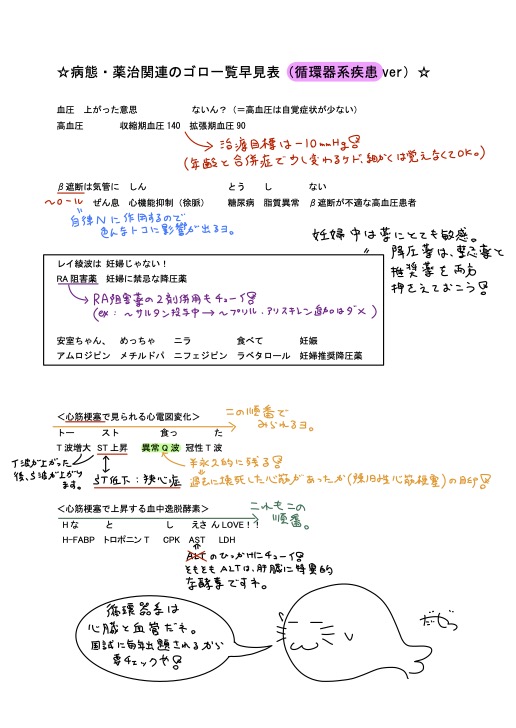 こんばんは。RECのだいじろうです。 病態薬治の各範囲のゴロをまとめて