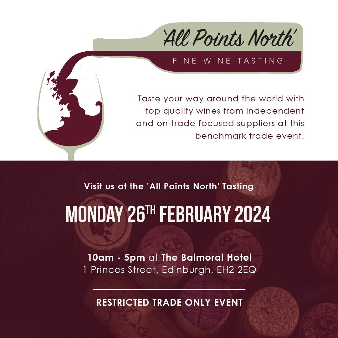 We are pleased to announce the ‘All Points North’ Tasting in Edinburgh on Monday 26th February. Register now to attend: bit.ly/3Ug78uW Please note this tasting is strictly for trade and press only. #WhatsHatching #AllPointsNorthWineTasting #TastingEvents