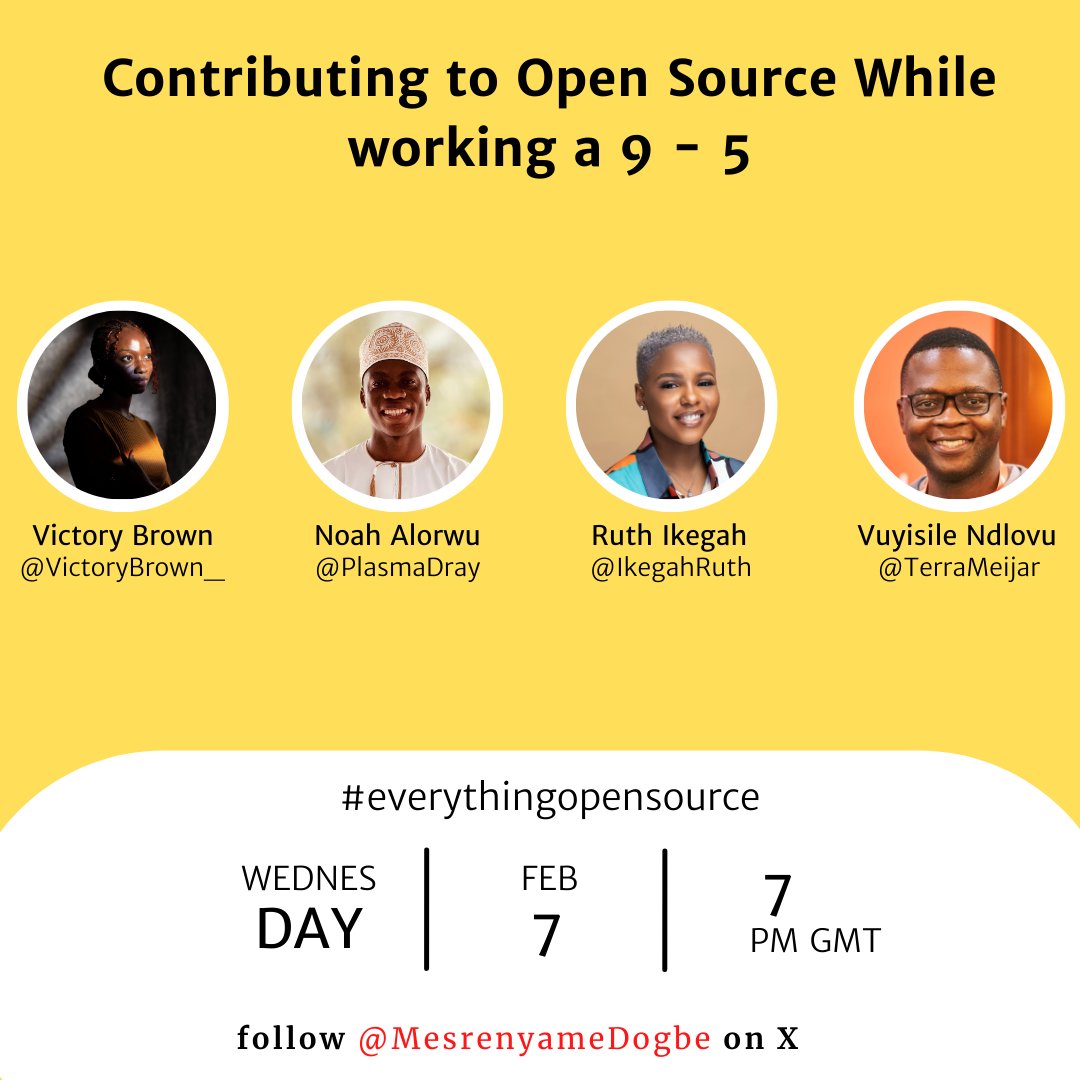 Join us today at 7:00 pm GMT on X Spaces for an inspiring conversation with Open Source leaders in Africa. Set a reminder here: x.com/i/spaces/1lyxb… #everythingopensource