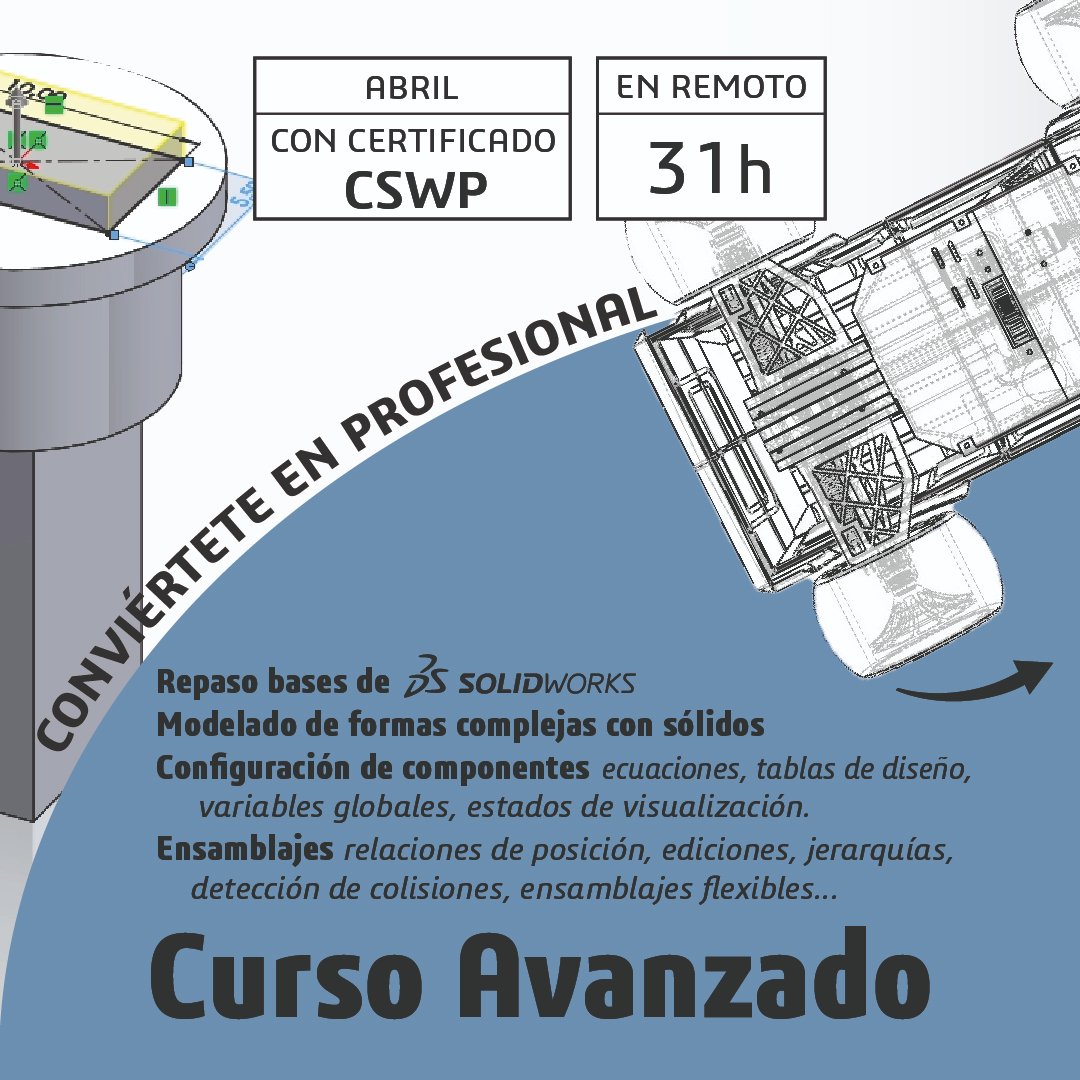 Araworks's tweet photo. Esta es la clave para que pases de 0 a 100 en tus #conocimientos de #SOLIDWORKS antes de que sea verano. 

1- Curso básico
2- Curso avanzado
3- Curso industrial

+Info, temario, fechas y más 👉https://t.co/7Oj9dO2KQ5

Con licencia, certificaciones y seguimiento. https://t.co/uYFhl6jJqP