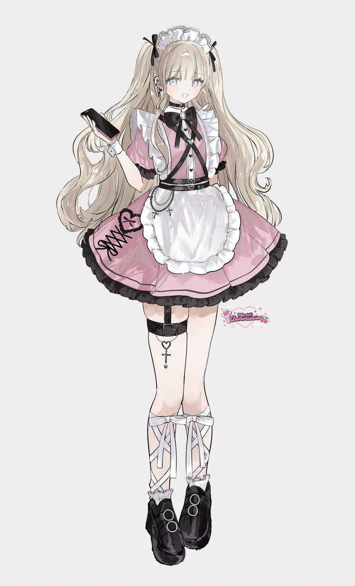 1girl solo maid headdress apron dress white background long hair  illustration images